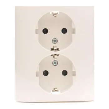 Elektrická zásuvka Simon EGSZ2SPZ/11 Dvojitá kolíková zásuvka s uzemněním typu Schuko se clonami elektrických kolejí - skandinávská verze (kompletn