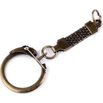 Přívěsek na klíče s karabinou a poutkem 5 ks - 5 staromosaz