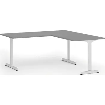 B2B Partner Rohový kancelářský stůl PRIMO BETA L, 180x180 cm, L/P, bílá podnož, grafit
