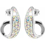 JSB bijoux s.r.o. Stříbrné náušnice puzety se zakřiveným designem a krystaly Swarovski AB (Stříbro 925/1000)