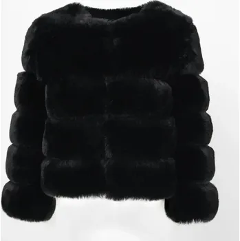 Dámský kožich Dámský prošívaný kožich s dlouhým rukávem Barva: Černá, Velikost: L