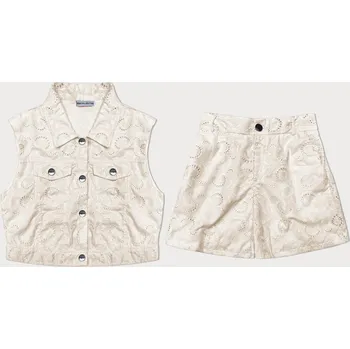 Béžový letní komplet - vesta a krátké šortky (72018) odstíny béžové uni velikost