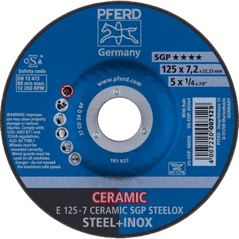 Brusný kotouč Pferd 62212300 | Brusný kotouč 125 x 7,2 x 22,23 mm, CERAMIC SGP STEELOX