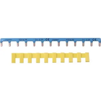 Jistič Hager KB163N Hřebenová přípojnice jazýčková 1P, 10mm&sup2/13mod , modrá