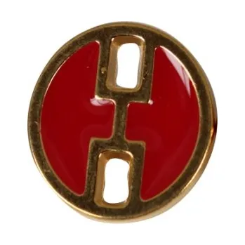 Knoflík Knoflík dámský DILL 360280 ČERVENOZLATÝ KOVOVÝ - Červená, 18mm