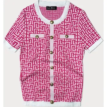 Dámská košile Dámská úpletová halenka ve fuchsijové barvě s krátkými rukávy (009) odstíny růžové uni velikost