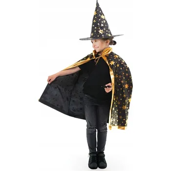 Karnevalový kostým KOSTÝM KOUZELNÍK ČARODĚJ ČERNÉ HVĚZDY PLÁŠŤ SVATOONDŘEJSKÁ NOC UNIVERZÁLNÍ PRO