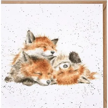 Přání Wrendale Designs "The Afternoon Nap", 15x15 cm - Lišky