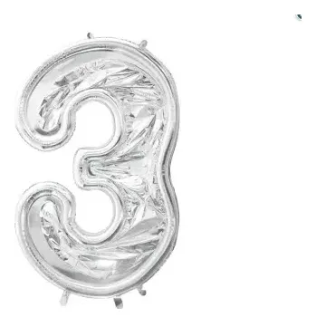Balónek Forma číslo „3“ na latexové balóny, 126 cm, stříbrná