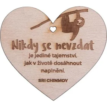 Výtvarná sada Dřevěné srdíčko "Nikdy se nevzdat je jediné tajemství, jak v životě dosáhnout naplnění"