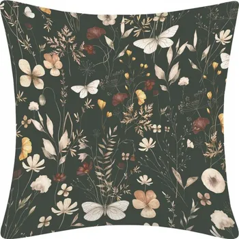 Povlak na dekorativní polštářek DARRÉ Bavlněný povlak na polštář Květinová něžnost - tmavý Velikost: 40 x 40