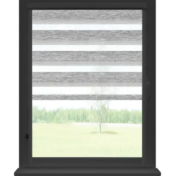 Roleta Dekodum Roleta den a noc v antracitové kazetě premium, barva látky Stříbro Šířka (cm): 42, Výška (cm): Standardní (do 150 cm), Strana mechanismu: Levá