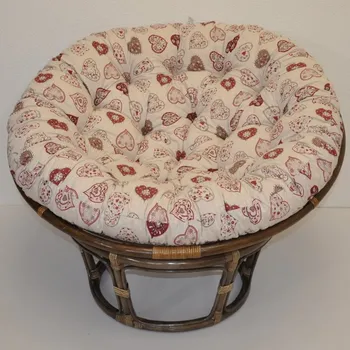 Papasan Nábytek PEGAS Ratanový papasan 110 cm hnědý polstr motiv červená srdce