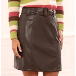 Koženková sukně s páskem čokoládová 46