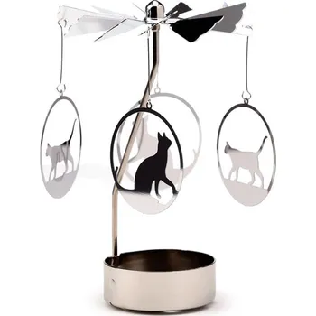 Svícen Otočný svícen -kovový - Andělský kolotoč - Kočka