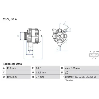 Alternátor generátor BOSCH 0 986 042 360