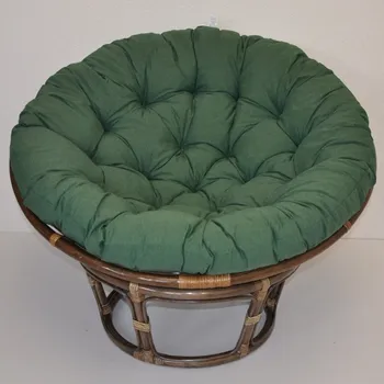 Papasan Ratanový papasan 110 cm hnědý polstr tmavě zelený melír