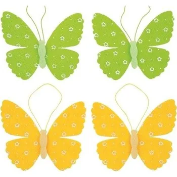 Velikonoční dekorace Motýl filcový 9 cm na zavěšení, 2 ks v sáčku