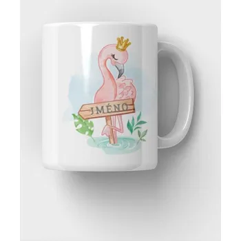 Hrnek s plameňákem se jménem - Bílá