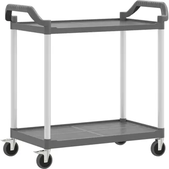 Servírovací stolek 2patrový vozík hliník 99 x 50 x 97 cm šedý