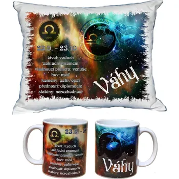 Dekorativní polštářek Znamení Váhy dárkový set (ZNAMENÍ ZVĚROKRUHU)
