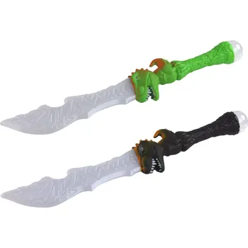 Dětská zbraň Světelný meč s rukojetí dinosaura – zelený nebo černý