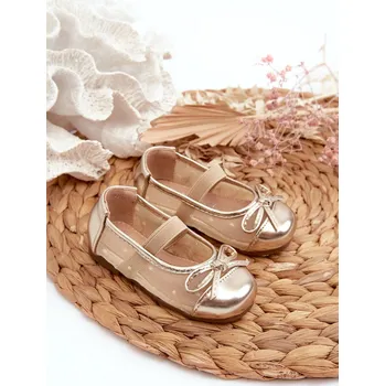 Dívčí baleríny Dětské baletky s mašlí Jellema Barva: Zlatá, Velikost: 34