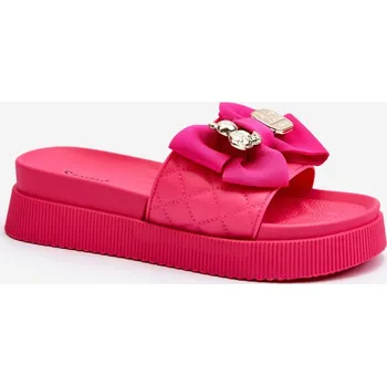 Dámské pantofle Dámské žabky s mašlí a ozdobným medvídkem Katerina Barva: Růžová, Velikost: 38
