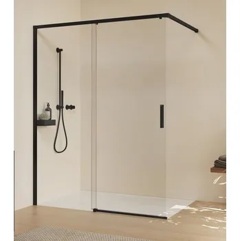 Hüppe Vita Pure Posuvné dveře s lištou, 140 cm, černá/čiré sklo VA0006123322