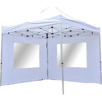 Zahradní stan Párty stan na svatby a oslavy 3x3 m nůžkový skládací, 2 stěny s okny, bílý