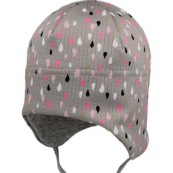 Kojenecké oblečení RDX Funkční kojenecká zavazovací čepice šedo-růžová kapky Vel. 0