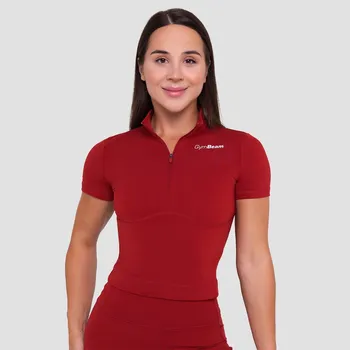 Dámské tričko GymBeam Dámské triko Cropped Ignite Dark Red XXL