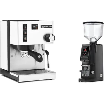 Příprava kávy Rancilio Silvia E, white + Eureka Atom W 75, black