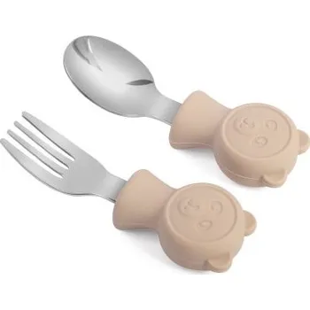 Příbor Martons Dětský kovový příbor lžička a vidlička Bear, 2 ks - Anima Peach