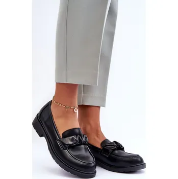 Dámské polobotky Kožené Mokasíny Polobotky Na Plochém Podpatku SBarski HY335 Barva: Černá, Velikost: 41