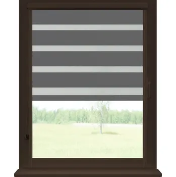 Roleta Dekodum Roleta den a noc v hnědé kazetě zatemňovací, barva látky Grafitová Šířka (cm): 34, Výška (cm): Standardní (do 150 cm), Strana mechanismu: Práva