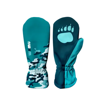 Rukavice Wamu Dětské softshellové rukavice Maskáč - petrolejová Vel. 3 (3 - 7 let)