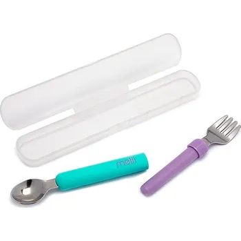 Příbor Melii Dětská vidlička a lžička s pouzdrem modrá/růžová