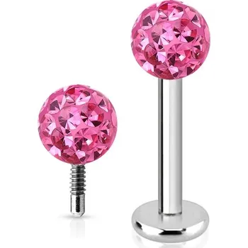 Piercing Šperky4U Piercing do brady labreta s krystaly Crystals from SWAROVSKI® 1,2 x 8 mm - LB1038-1208F