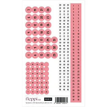 samolepka Fleppi Color coding kolekce | pastelově červená – čísla