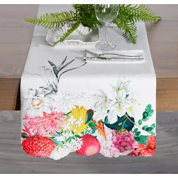 ubrus Běhoun světle šedý, 40 x 140cm - květinový vzor