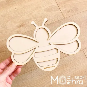 Dřevěná hračka Montessorihra - Včelka - tác pro smyslové hraní