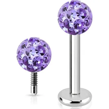 Piercing Šperky4U Piercing do brady labreta s krystaly Crystals from SWAROVSKI®1,2 x 6 mm - LB1038-1206TZ