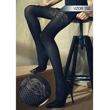 Dámské punčochy Dámské vzorované punčocháče vzor 250 černá MY BEST NOA Varianta: černá, vel. 4