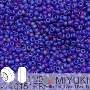 Korálek Korálky Miyuki Round 11/0. Barva 0151FR Matte Transparent Cobalt AB. Balení 5g.
