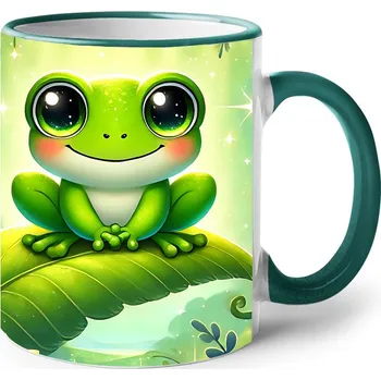 Keramický hrnek Žabička, Barva Zelená, Velikost 330 ml, Canvas Keramický hrnek s barevným uchem Bezvatriko.cz 2730