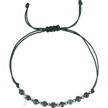 Náramek EVOLUTION GROUP CZ Textilní náramek zelený s korálky z malachitu - 13059.3