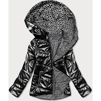 Oboustranná černá dámská bunda s kapucí (B9793-1) odstíny černé S (36)