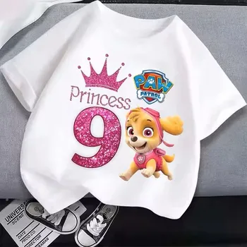 Dívčí tričko Narozeninové tričko pro dívky s číslovkou - Tlapková patrola (Skye) Číslovka: 9 (GGXL 1076), Velikost: 100 cm