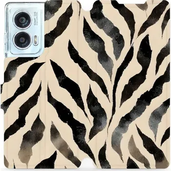 Pouzdro na mobilní telefon Flipové pouzdro Mobiwear - Motorola Edge 50 Fusion - VA53S Zebří (Knížkové flip pouzdro, obal, kryt na mobil Motorola Edge 50 Fusion - VA53S Zebří, materiál Umělá kůže + TPU - ochrana 360°, stojánek, silikonová vanička, magnetické zavírání)